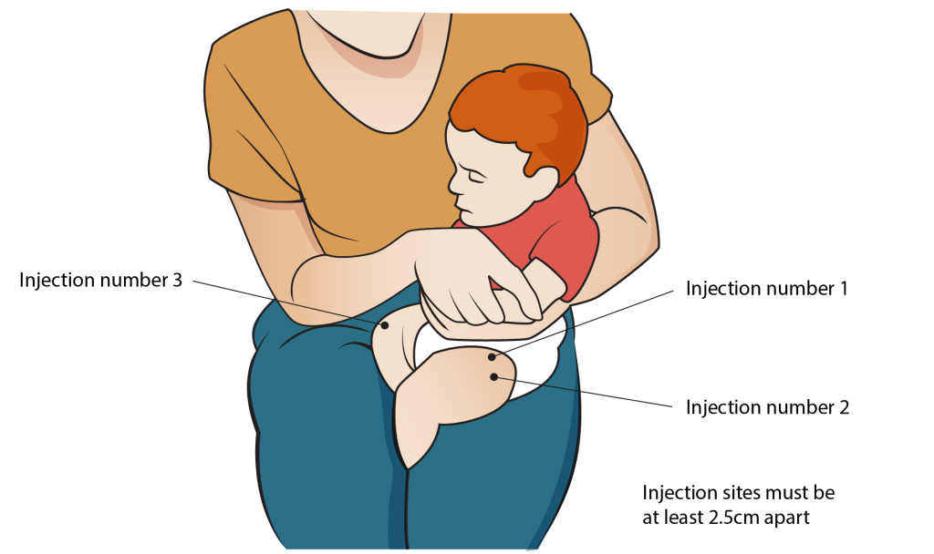 2 and half month baby vaccination how many injection required